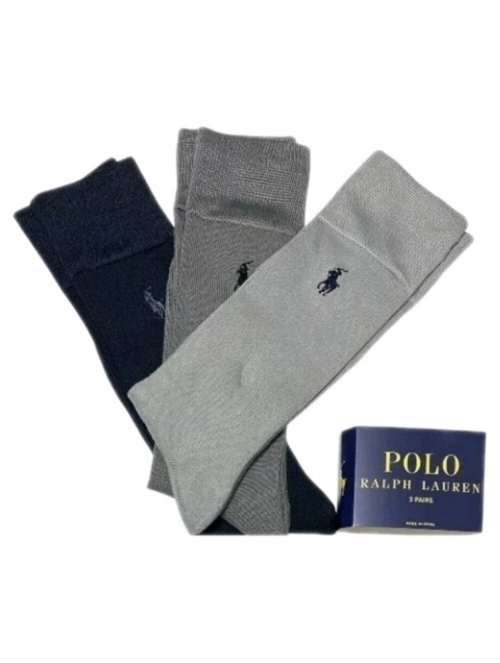 Polo Ralph Lauren Men's  3-Pairs Dress/Casual  Socks  Grays/Navy Blue